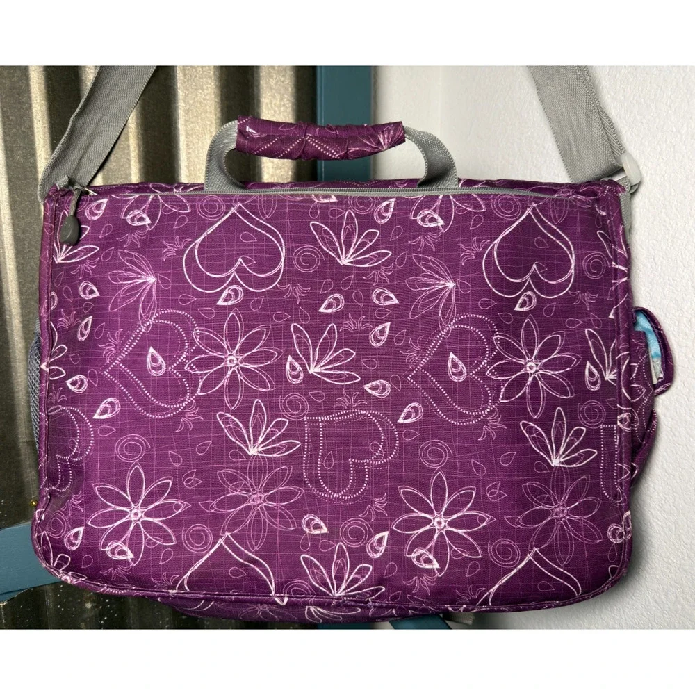 JWorld Thomas Purple Floral Heart Messenger Laptop Bag Crossbody School Commute